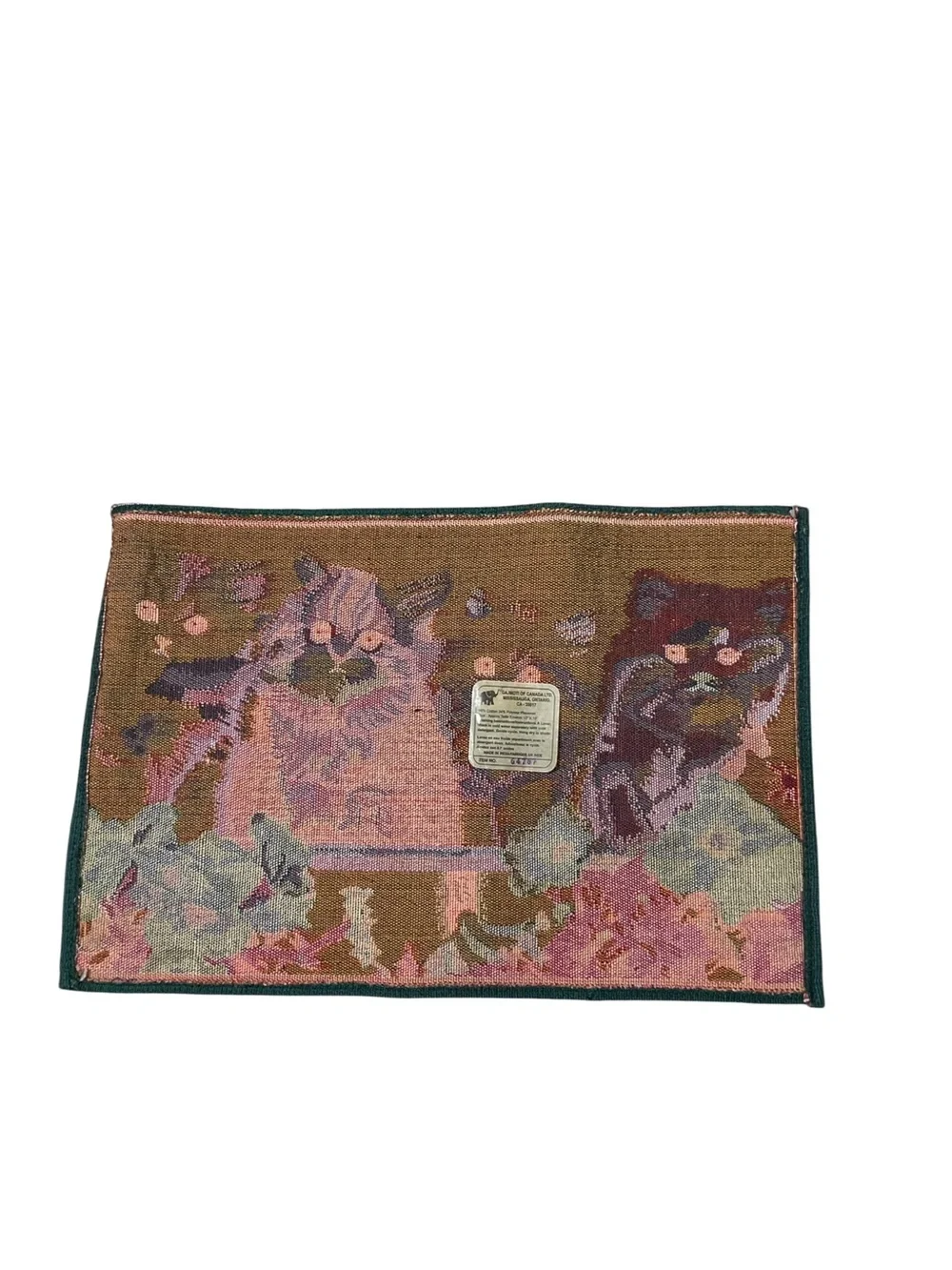 Vintage Cat Tapestry Placemats Set of 4 Kittens Red Flowers Gajimoti
